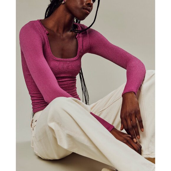 FREE PEOPLE Clean Slate Long Sleeve / Boysenberry - Picture 2 of 5